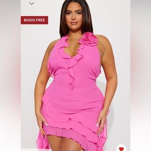 Mesh midi dress pink